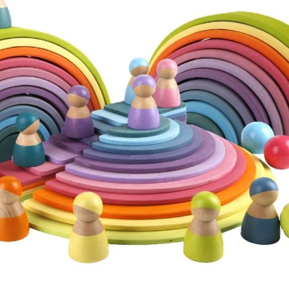 Montessori Semicircle Wooden Blocks - Pastels - Picture 6 of 6